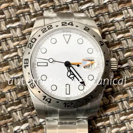 Masculino clássico de 40 mm Dial branco MOVIMENTO MECÂNICO AUTOMÁTICO 904L ATENHO ATENHO DE AÇO AVISO CLASP LUMO