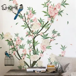 Affascinante adesivo per pareti di fiori di albicocche affascinante per soggiorni di albero di albero uccelli decalcomania di divano camera da letto decorazione arte t200601293i