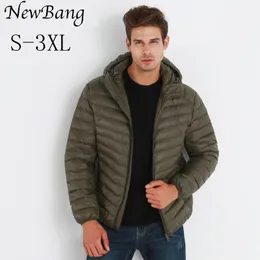 Marca de pato leve com capuz de parkas bang da parte inferior masculina