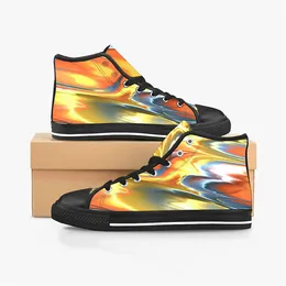 Herranpassade skor designer canvas kvinnor sneakers handmålade multi mode mid cut tränare