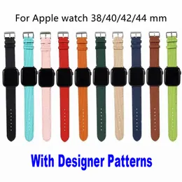 Kompatibel med Apple Watch Band Straps 38mm 40mm 41mm 42mm 44mm 45mm D Designer Luxury Leather Watchband Men Kvinnor Armband Rem för iWatch Series 8/7/6/5/4/3/2/1 SE
