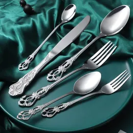 Dinnerware Sets 4pcs Gold Set Stainless Steel Luxury Fork Travel Cutlery Silverware Spoons Juego De Cubiertos Tableware DL6DCS