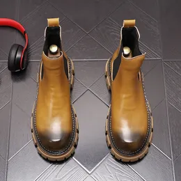 Челси сапоги мужчин новое толстое дно внутри высоких сигаретных ботинок теплые высококачественные ботинки British Wind Martin Boots