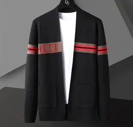Camisolas masculinos 2022 nova marca de outono de inverno malha de luxo cashmere cardigan masculino su￩ter coreano masculino cardig￣s listrados jaquetas masculinas