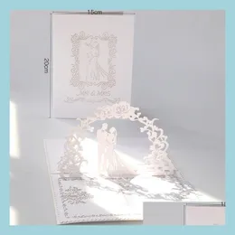 Greeting Cards New Laser Cut Wedding Invitations Cards For Bridal Engagement Party Greeting 3D Hollow Out Invitation Letter Supplies Dhs9I