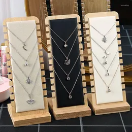 Smyckespåsar liglamo bambu display stativ halsband trä flera staffli -utställningshållare för halsband