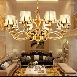 Lustres todos os lustres de cobre lustre europeu lâmpada de sala de estar americano quarto villa el clube retro luzes