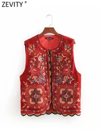 Chaquetas de mujer Mujeres Vintage Lentejuelas Flor Bordado Chaleco Chaqueta Señoras Retro Estilo Nacional Patchwork Casual Terciopelo Chaleco CT154 221117