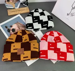 Qualität Schachbrett Quadrat Ausdruck Gestrickte Hut Verdickung Wolle Beanie Hut Pullover Paar Woolen Kappe