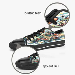 m￤n kvinnor diy anpassade skor l￥g topp canvas skateboard sneakers trippel svart anpassning uv tryck sport sneakers daishu 165-13