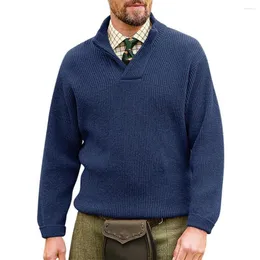 Męskie swetry anty-shrink modny anty-paczki zimowy sweter gruby stały kolor na zakupy