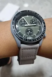Bioceramic Moonswatch Chronograph Chronograph Mens Watch Mission to Mercury 42 mm nylon luksusowy zegarek James Montre de Luxe Master Swatchity Wristwatches1