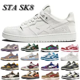 New Sta Sk8 Men Women Casual Shoes A Bapestas Sta Low ABC Camo Stars White Green Red Black Yellow Sneakers