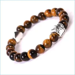 Beaded Natural Stone Paw Heart Bracelet Love Tiger Eye Agate Turquoise Beads Bracelets Women Men Fashion Jewelry Gift Drop Delivery Dhuzj