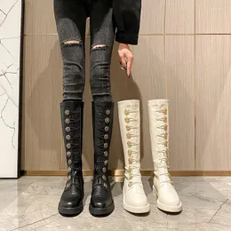 Boots Diseñador de cuero para mujer PU Diseñador Over-the-Knee Back Zipper Women Warm 2023 Insignia Knight Mid-High Elastic Botas