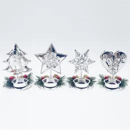 Decoração de vela de desktop de natal Árvore do coração do soldado de floco de neve, portador de castiça