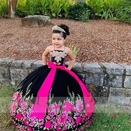 Vestidos para meninas bordados apliques Mini Quinceanera Crianças Vestido de princesa Beleza Fofo Flor Aniversário Pografia