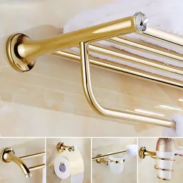 Bath Accessory Set Bathroom Hardware Sets Towel Rack Paper Holder Hanger Corner Shelf Toilet Brush Gold Brass Accessories