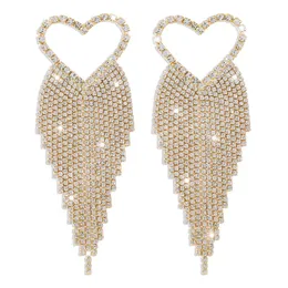 패션 진술은 여성 이브닝 파티 크리스탈 술 귀마리를위한 긴 모조 다이아몬드 하트 귀걸이가 귀여워