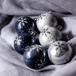 파티 장식 6pcs 검은 흰색 눈송이 크리스마스 장식품 볼 나무 장식 볼 볼블 Xmas