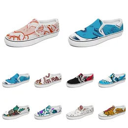 men women custom slip on canvas shoes anime cartoon animal design diy word black white blue red outdoor mens trainer 045