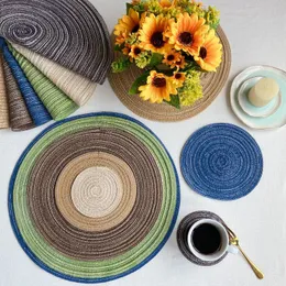 Yuvarlak ramie yalıtım ped placemats 36cm kaymaz sofra takım coaster ev pot plaka masa dekorasyonu rra626