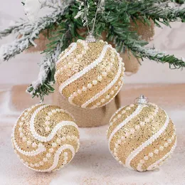 パーティーデコレーション8cmゴールドフォームパールクリスマスボール飾り粉砕ぶらぶら吊り下げツリーボールクリスマスデコレーションナビダッドノエル