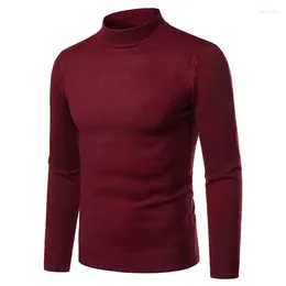 Suéteres masculinos Sweater quente de caxemira Homens de meio alto colar