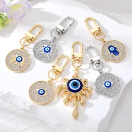 Turkish Evil Eye Hamsa Hand Elephant Keychain Key rings Zircon Fatima Blue Eye Bag Car Charms Accessories Jewelry