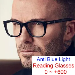 Solglasögon 2022 Classic Men's Square Reading Glasses Fashion Brand Designer Clear Lens Presbyopia förstorande Anti Blue Light 0- 6.0