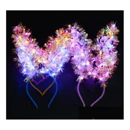 Altri articoli per feste per eventi Led Fascia per orecchie da coniglio Light Up Coniglio Orecchie lunghe Fascia per capelli Bambini Adt Matrimonio Halloween Natale Compleanno Dhvux