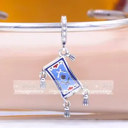 925 Sterling Silver Magic Carpet Dangle Charm Bead se encaixa em braceletes europeias de j￳ias no estilo Pandora