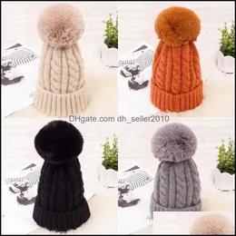 Party Hats Beanie Hat With Removable Cute Ball Outdoor Winter Knitted Caps Women Girls Elastic Size 6 Colors Warm 101 P2 Drop Delive Dhh0I