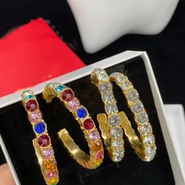 Luksusowe mikro wkłady kryształowe kolczyki w kształcie obręczy wkręty kolczyki 18K pozłacane antyalergiczne damskie klips do ucha biżuteria prezenty DER2 -01