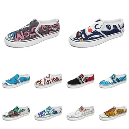 Slip Men Custom On Canvas Shoes Women Anime Cartoon Animal Design Diy Word Black White Blue Red Outdoor Mens Trainer Wo Carto S S S