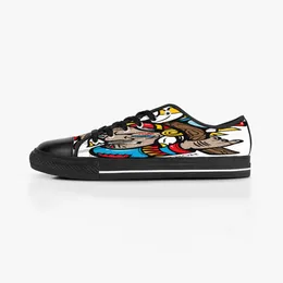 Мужчины Женщины DIY Custom Shoes Low Top Canvas Skateboard Тройные черные настройки УФ-печати спортивные кроссовки Daishu 168-11