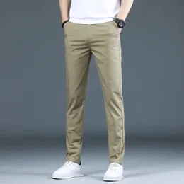 メンズパンツカジュアルストレッチスリムクラシックチノカーキ薄綿の夏のズボンエラスティックドレス韓国人男性ビジネス221117