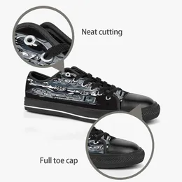 Sapatos personalizados Lona clássica Corte baixo Skate casual triplo preto Aceite personalização Impressão UV baixo tênis esportivo masculino Cor respirável 493