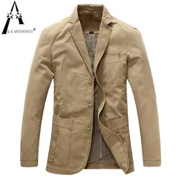 Men's Suits Blazers Spring Autumn Business 100% Pure Cotton Casual Suit Coat Male Masculino Solid Jackets Outwear Military Jacket 221117