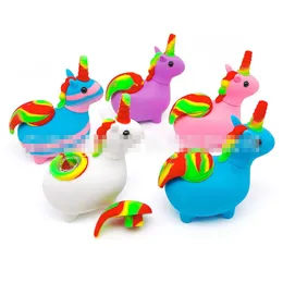 Pipa da fumo carina Pipa da cucchiaio in silicone animale unicorno Due stili Ppie a mano all'ingrosso di tabacco