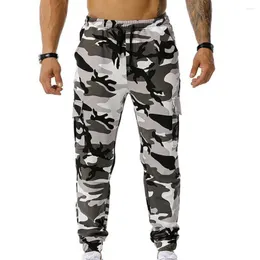 Calças masculinas Joggers modernos Men esportivo Sorto camuflado solto Fit tornozelo amarrado streetwear de carga