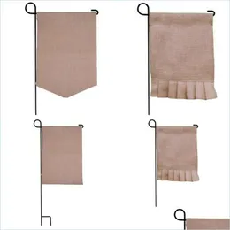 زخارف الحديقة Jute Ruffles Yard Flag Flag Gardendecorations Festival Banner Burlap Flags Festivals Presential