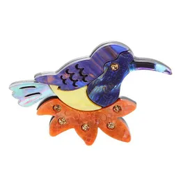 Pins Broschen Pins Broschen Fishsheep Niedliche farbige Acryl-Vogel-Brosche handgefertigte Harz-Tier-Cor-Revers-Hemd-Kragen-Clip-Schmuck Wom Dhiq2