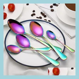 Colheres 10 estilos estilos aço inoxidável colher colorf colheres de coloração para cofee shop cutlery presente m sonho b zeg entrega de gota home jardim cozinha dhaet