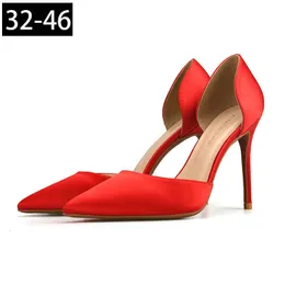 Boots Brand Luxury Classic Elegant Women Red High Heels Sandals Ladies Satin Satin Pumps Scarpins 221118