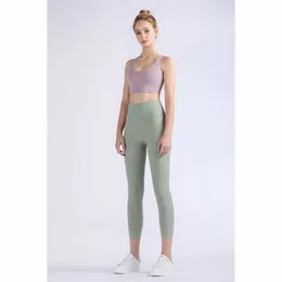 Yoga kläder vnazvnasi 2022 Ny ankomst hudvänlig kvinnlig yoga leggings fast färg hög midja utanför springande byxor kalvlängd T220930