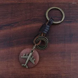 Keychains feitos à mão de couro de madeira de madeira de madeira Vintage Keychain Antique para Keys Carro Acessórios para homens do namorado Presente de namorado