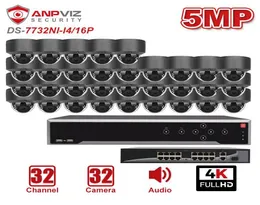 Hikvision 32CH 4K OEM NVR Kit Anpviz 32pcs 5MP POE IP Camera System IndoorOutdoor CCTV Security 30m IP66 Wireless Kits