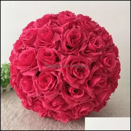 Flores decorativas Wreaths Wreaths Artificial Rose Flower Ball Market Decora￧￵es de Natal J￳ia J￳ia de J￳ia Ornamento Flores de Pl￡stico Ba Dhhtd