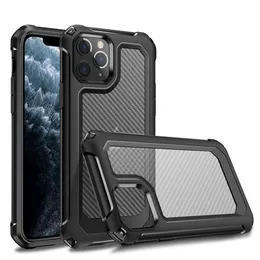 Cajas de tel￩fonos celulares Fibra de fibra de carbono Armor Half Transparent Back Cover Anti - Fall Protective Shell para Apple iPhone 14 Plus Pro Max 13 12 11 XS x 7 8